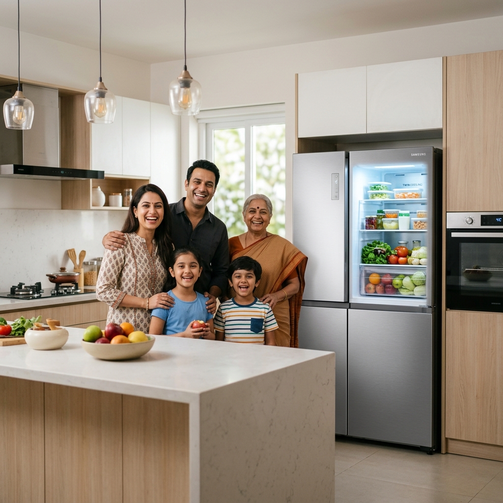 Happy family trusting appliance repair